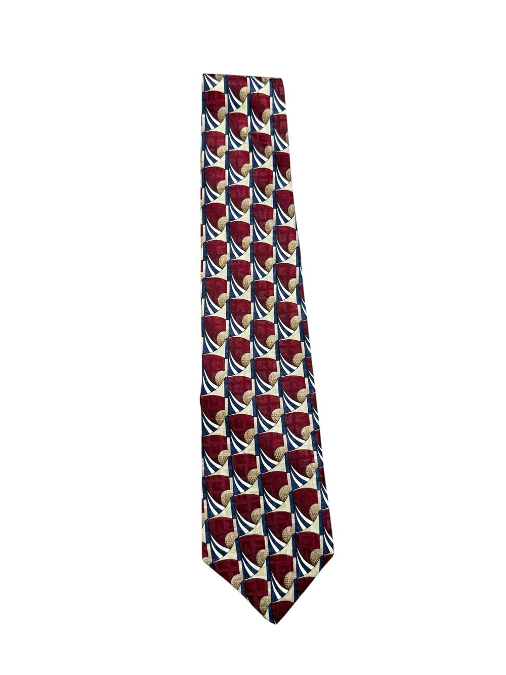 Zianetti Men's Geometric Burgundy & Navy Silk Tie